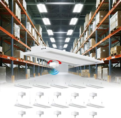 24 Pack 300W LED Linear High Bay Shop Light With Motion Sensor,Larger Central Lighting Area,45000LM,120-277V,0-10V, 5000K,Commercial Linear High Bay Led Shop Lights for Warehouse Industrial Garage,UL in Saudi Arabia