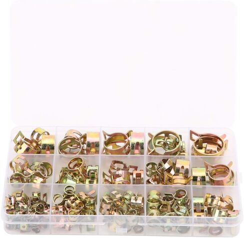 JTLB 115Pcs Hose Clamp Set, Colored Zinc Plating Spring Clips, with Storage Box for Air Water Fuel Silicone Hose Pipe, 6mm to 22mm Inner Diameter in Kuwait