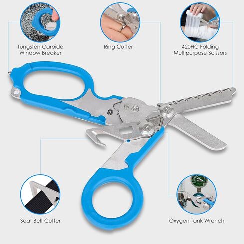 6 in1 Trauma Shears, Stainless Steel Pocket Scissors Glass Breaker Emergency Medical Trauma Scissors,Outdoor Camping Tools Multi-Function Shears (orange) in Kuwait
