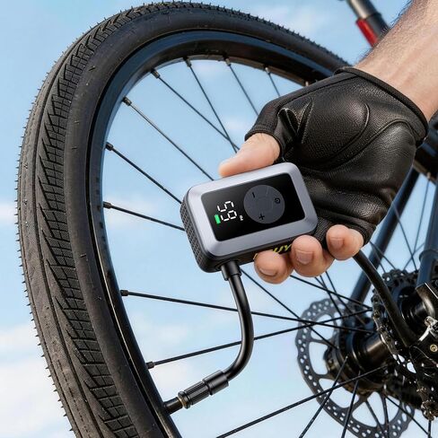 Mini Bike Tire Pump, 120PSI Portable Electric Bicycle Air Pump with Digital Gauge & Auto-Stop, 20s Faster Inflation for Road Bike, Mountain Bike, E-Bike – Presta/Schrader Valve Compatible in Kuwait
