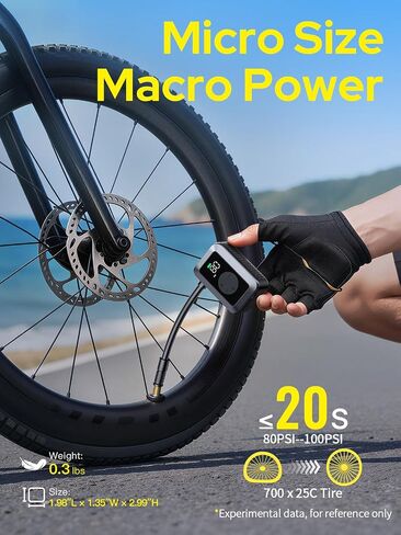 Mini Bike Tire Pump, 120PSI Portable Electric Bicycle Air Pump with Digital Gauge & Auto-Stop, 20s Faster Inflation for Road Bike, Mountain Bike, E-Bike – Presta/Schrader Valve Compatible in Kuwait