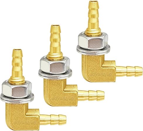 Joywayus 1/8 بوصة خرطوم بارب من خلال رأس سداسي 90 درجة L زاوية يمين الكوع اتحاد النحاس المناسب للمياه/الوقود/الهواء (عبوة من 3) in Kuwait