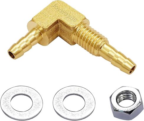 Joywayus 1/8 بوصة خرطوم بارب من خلال رأس سداسي 90 درجة L زاوية يمين الكوع اتحاد النحاس المناسب للمياه/الوقود/الهواء (عبوة من 3) in Kuwait