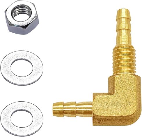 Joywayus 1/8 بوصة خرطوم بارب من خلال رأس سداسي 90 درجة L زاوية يمين الكوع اتحاد النحاس المناسب للمياه/الوقود/الهواء (عبوة من 3) in Kuwait