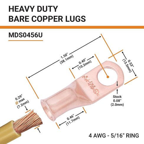 SELTERM 10pcs 4 AWG 5/16" Stud Bare Copper Lugs & Large Size 108 Pcs 3:1 Dual Wall Adhesive Line Heat Shrink Tubing Kit 1, 3/4, 1/2, 5/8 Inch Assortment Kit in Saudi Arabia