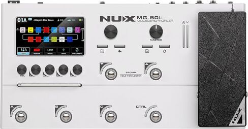 NUX MG-50Li تأثيرات متعددة للجيتار والباس، 14 قطعة إشارة مستقلة متحركة، عمر بطارية 5 ساعات، تحديد صورة عميقة، نمذجة أمبير متقدمة، أبيض in Kuwait