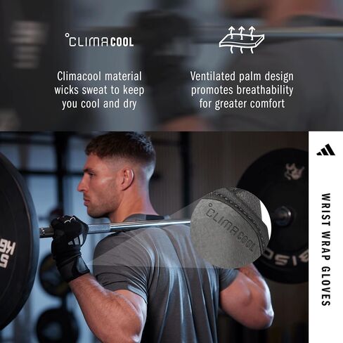 Adidas Wrist Wrap Training & Weightlifting Gloves, Fingerless Workout Gloves in Kuwait