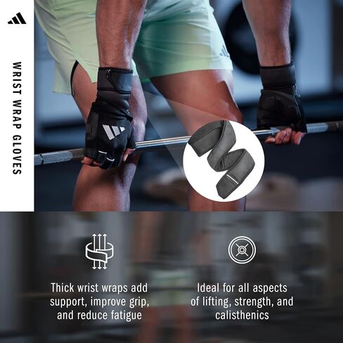 Adidas Wrist Wrap Training & Weightlifting Gloves, Fingerless Workout Gloves in Kuwait