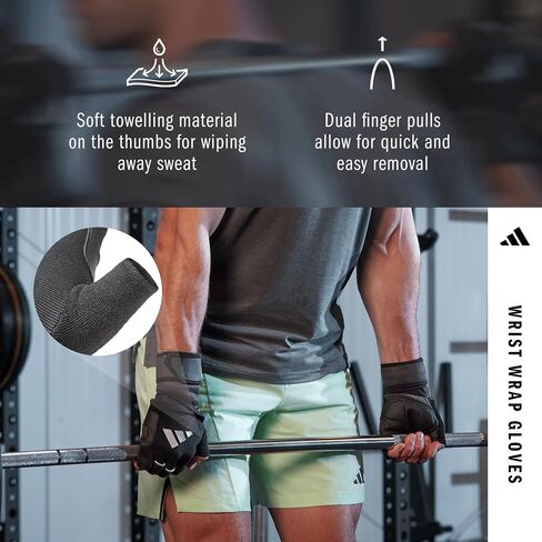 Adidas Wrist Wrap Training & Weightlifting Gloves, Fingerless Workout Gloves in Kuwait