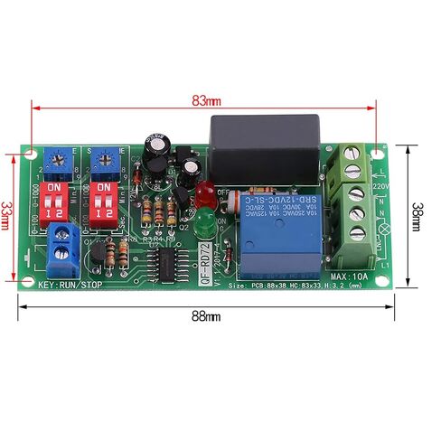 Timer Relay Module, AC100V-250V, Infinite Cycle Timer Delay On/Off Switch, Adjustable 0.5s 1000min, Automatic Operation, Silver Contact, Normally Open, 10A, Screw Mount in Kuwait