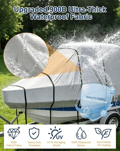 Cholila Premium Marine-Grade, 22-24 FT Waterproof 100%, T Top Boat Cover, 900D Anti-Tear No Fade, Heavy Duty UV, Motor Cover Hard Top for Outdoor Storage, Trailering, All Weather (Dolphin Gray) in Kuwait