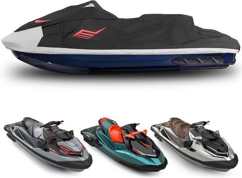 غطاء KEMIMOTO Jet Ski - متوافق مع Yamaha Seadoo، غطاء قارب بمحرك 2 3 مقاعد مقاوم للماء ومقاوم للأشعة فوق البنفسجية 600D عالي التحمل من الدرجة البحرية مع فتحات تهوية in Kuwait
