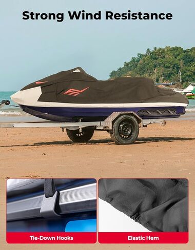 غطاء KEMIMOTO Jet Ski - متوافق مع Yamaha Seadoo، غطاء قارب بمحرك 2 3 مقاعد مقاوم للماء ومقاوم للأشعة فوق البنفسجية 600D عالي التحمل من الدرجة البحرية مع فتحات تهوية in Kuwait