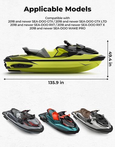 غطاء KEMIMOTO Jet Ski - متوافق مع Yamaha Seadoo، غطاء قارب بمحرك 2 3 مقاعد مقاوم للماء ومقاوم للأشعة فوق البنفسجية 600D عالي التحمل من الدرجة البحرية مع فتحات تهوية in Kuwait
