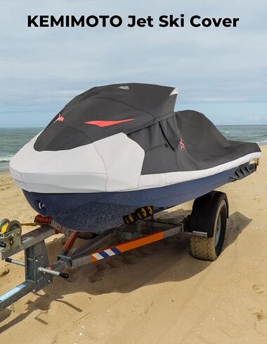 غطاء KEMIMOTO Jet Ski - متوافق مع Yamaha Seadoo، غطاء قارب بمحرك 2 3 مقاعد مقاوم للماء ومقاوم للأشعة فوق البنفسجية 600D عالي التحمل من الدرجة البحرية مع فتحات تهوية in Kuwait
