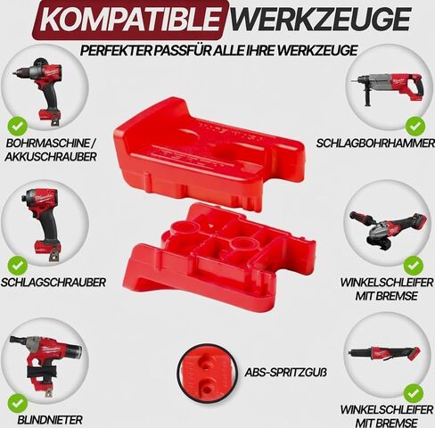 PERCH Tool Holder Rack for Milwaukee M18 18v | Securely Mounts 5 Cordless Tools | Universal Mounting | Most Durable Cordless Tool Organizer, Red in Kuwait