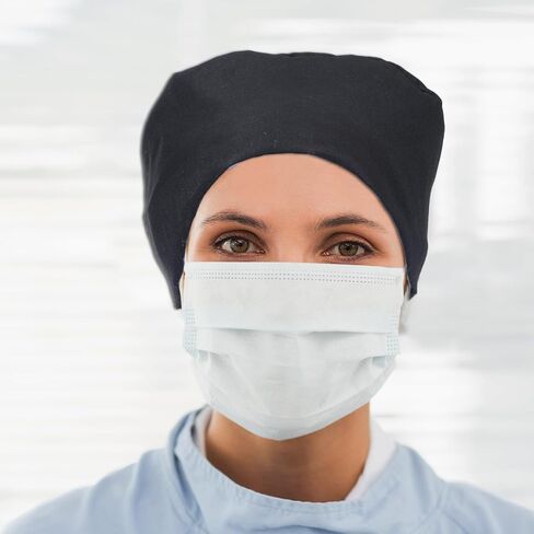 Ptwola Adjustable Working Cap with Button Satin Lined Scrub Cap Elastic Bandage Tie Back Hat Unisex Working Hat Sweatband Gourd-Shaped Work Caps Nurse Hats for Women Men in Kuwait