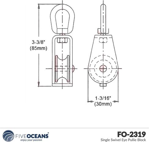 Five Oceans FO2319 Single Swivel Eye Pulley Block FO-2319 in Kuwait