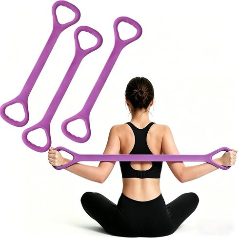 Figure 8 Resistance Band with Handles Elastic Exercise Band for Arm Back & Shoulder Workout Non-Slip 8 Shaped Resistance Band for Home Gym Yoga Pilates Stretching & Physical Therapy 3Pack in Kuwait