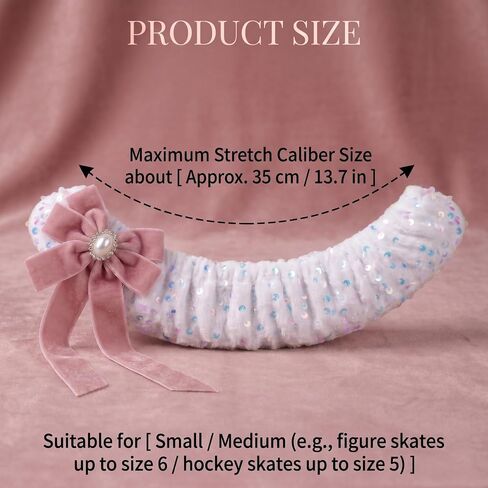 Ice Skate Soakers 1 Pair Thickened Plush Blade Covers with Sequins & Pearl Bow, Extra 35g Padding, Soft Absorbent Lining, Fits Figure & Hockey Skates up to 12 inch for Girls in Kuwait