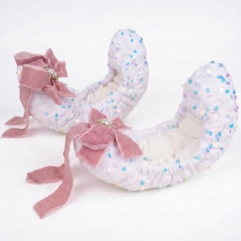 Ice Skate Soakers 1 Pair Thickened Plush Blade Covers with Sequins & Pearl Bow, Extra 35g Padding, Soft Absorbent Lining, Fits Figure & Hockey Skates up to 12 inch for Girls in Kuwait