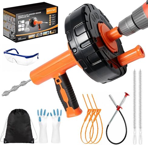 10PCS Drain Snake Kit, 63" Heavy Duty Plumbing Auger, 60" Sink Snake Brush, 20" Clog Remover, 18" Cleaning Brush with Gloves, Pipe Cleaner for Kitchen Sink, Bathtub, Toilet, Sewer Drainage in Kuwait