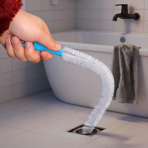 Flexible Drain Cleaning Brush Set, Long Pipe Cleaner for Kitchen Sink, Shower, Tub Hair Clogs, White, 4 Pack in Kuwait