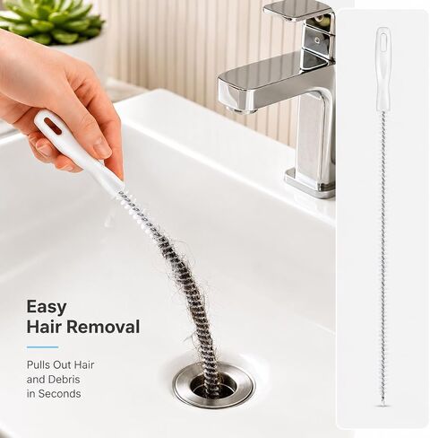 Drain Cleaning Brushs, Flexible Sink Drain Brush, Pipe Brush Clog Remover, Hair Remover Tool for Bathroom Sink Kitchen Tub in Kuwait