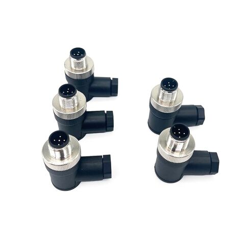 5 قطعة M12 5Pin ذكر A-رمز الزاوية اليمنى مستشعر دائري موصل الطيران موصل قابس صناعي، سريع التجميع سلك لولبي إنهاء موصل مقاوم للماء غير محمي IP67 تصنيف: 4A، 60V in Kuwait