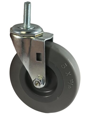 CasterHQ - Set of 4 Stem Casters with 5/16" x 1" Long Threaded Stem - 2 Swivels with Brakes and 2 Plain Swivels - Gray Non-Marking Thermo Rubber Wheel - 3" Diameter Wheels - (4 Pack) in Kuwait