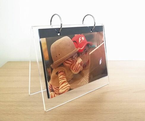 Leoyoubei 13 صفحة 4x6 ألبوم صور فليب على الحامل، حامل علامة أكريليك 26 صورة سطح المكتب عرض مزدوج الجوانب ورق إعلاني صورة التقويم قائمة المشروبات بطاقة إعلانية (نوع V) in Kuwait