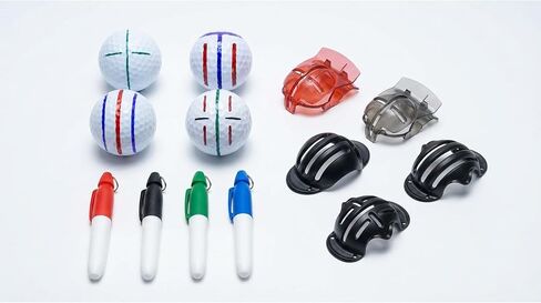 9 Pack Golf Ball Line Marker Tool Set, Golf Ball Alignment Stencil Kit with 4 Color Marker Pens, Precision Putting Alignment and Identification Accessories, Golf Gifts for Men & Women in Kuwait