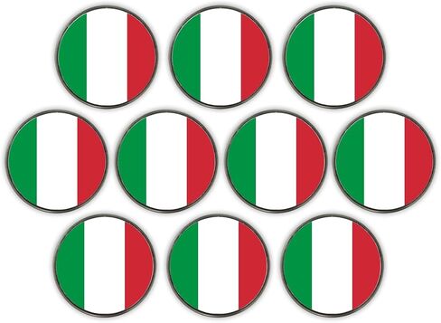 DA VINCI 1 Inch Flag of Countries Metal Golf Ball Markers - Pack of 10 (Italy) in Kuwait