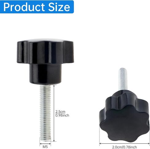 5 Pcs Metric M5 x 25mm Clamping Screw Knob, M5-0.8 x 25mm Thread Replacement Hand-Tightening Screw Knob for Machine Tools, Woodworking Jigs & Umbrella Stand in Kuwait