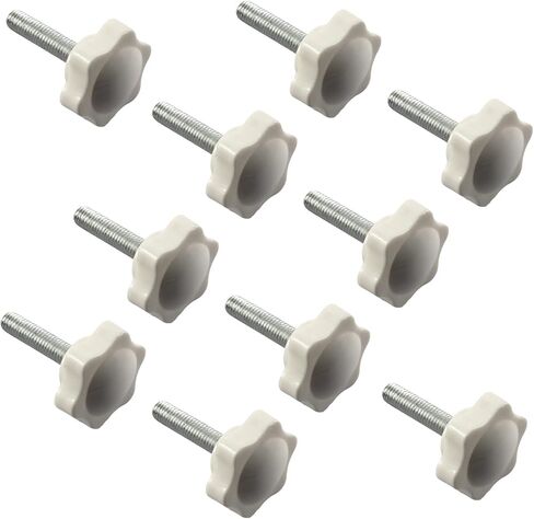 6Pcs M8x50mm Star knob Hand Tightening Screw Male Thread Thumb Screw 38mm White Plastic Head Handle in Saudi Arabia
