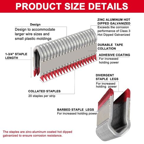 9GA 1-3/4" Galvanized Fence Staples, 960 Ct for Milwaukee 2843-20 | Fits M18 FUEL 2843-22 staplers; zinc-aluminum coated rust defense; divergent barbed legs resist pull-out; jam-free in Kuwait