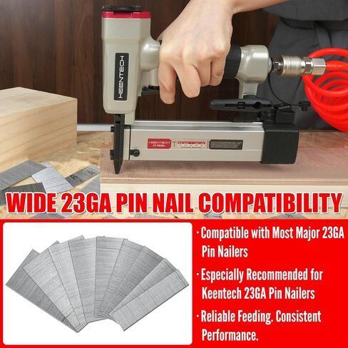 KEENTECH 23 Gauge Pin Nails, Assorted 6 Sizes (1/2", 5/8", 3/4", 1", 1-3/16", 1-3/8"), 7200 Pcs, Galvanized 23GA Pins, Anti-Rust & Ultra Low Jam Rate for Pin Nailer, Ideal for Fine Wood & Trim Work in Kuwait