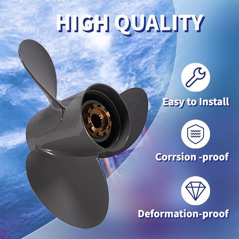 14 × 11 مروحة خارجية للقارب من الألومنيوم لمحركات هوندا 60-130HP، 15 سنًا خددًا، RH، 3 شفرات، تناسب Honda 60HP 75HP 90HP 100HP 115HP 130HP in Kuwait