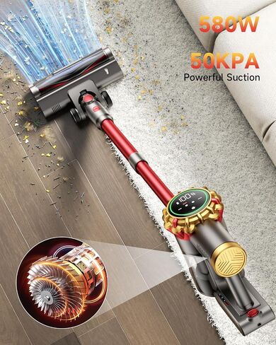 Cordless Vacuum Cleaner, 185AW Powerful Vacuum Cleaner for Home, 65 Mins Stick Vacuum with Self-Stand Design, Anti-Tangle, Lightweight Vacuum Cordless for Hardwood Multi-Surface Floor Carpet Pet Hair in Kuwait