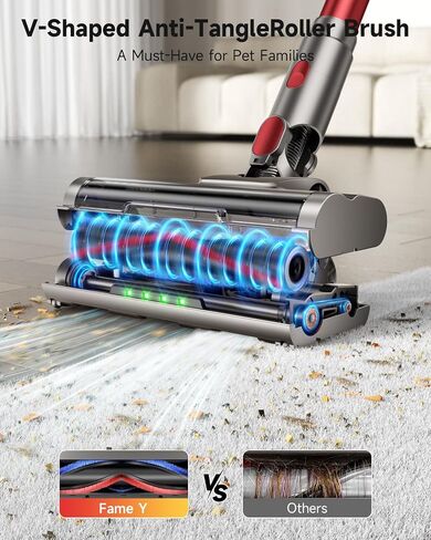 Cordless Vacuum Cleaner, 185AW Powerful Vacuum Cleaner for Home, 65 Mins Stick Vacuum with Self-Stand Design, Anti-Tangle, Lightweight Vacuum Cordless for Hardwood Multi-Surface Floor Carpet Pet Hair in Kuwait