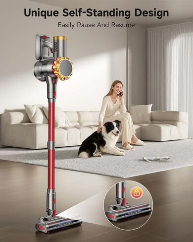 Cordless Vacuum Cleaner, 185AW Powerful Vacuum Cleaner for Home, 65 Mins Stick Vacuum with Self-Stand Design, Anti-Tangle, Lightweight Vacuum Cordless for Hardwood Multi-Surface Floor Carpet Pet Hair in Kuwait