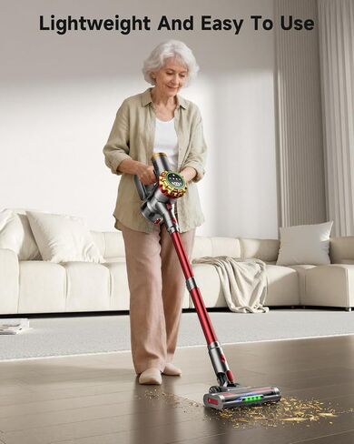 Cordless Vacuum Cleaner, 185AW Powerful Vacuum Cleaner for Home, 65 Mins Stick Vacuum with Self-Stand Design, Anti-Tangle, Lightweight Vacuum Cordless for Hardwood Multi-Surface Floor Carpet Pet Hair in Kuwait