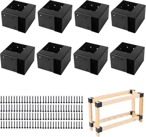 Heavy Duty Workbench Bracket Kit - Set of 8 3-Way Right Angle Steel Corner Brackets with Screws for 2x4 and 4x4 Wood, Ideal for DIY Custom Workbench, Woodworking Tables and Work Benches for Garage in Kuwait