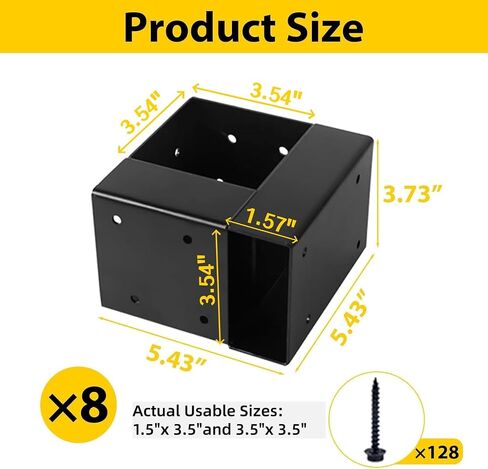 Heavy Duty Workbench Bracket Kit - Set of 8 3-Way Right Angle Steel Corner Brackets with Screws for 2x4 and 4x4 Wood, Ideal for DIY Custom Workbench, Woodworking Tables and Work Benches for Garage in Kuwait