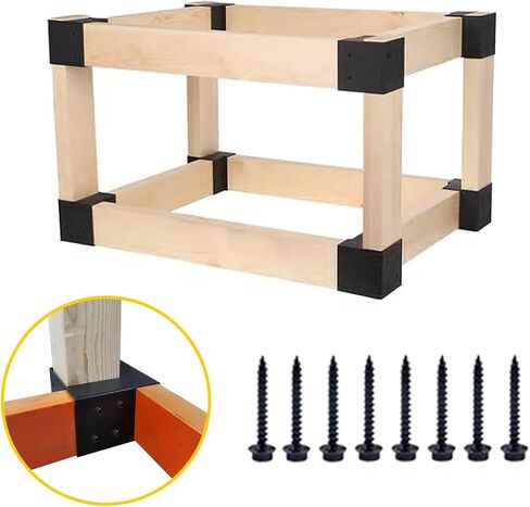 Heavy Duty Workbench Bracket Kit - Set of 8 3-Way Right Angle Steel Corner Brackets with Screws for 2x4 and 4x4 Wood, Ideal for DIY Custom Workbench, Woodworking Tables and Work Benches for Garage in Kuwait