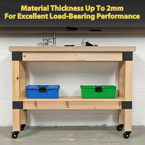 Heavy Duty Workbench Bracket Kit - Set of 8 3-Way Right Angle Steel Corner Brackets with Screws for 2x4 and 4x4 Wood, Ideal for DIY Custom Workbench, Woodworking Tables and Work Benches for Garage in Kuwait