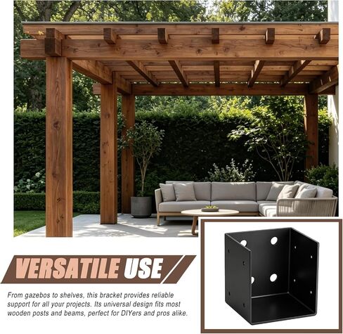 4x4 Pergola Wall Mount Bracket, 11 Gauge Heavy Duty Joist Hanger Brackets for Wooden Fence, Pergola and Patio (2 Pack) in Kuwait