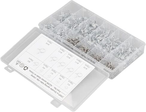 Omabeta Double Wire Irrigation Hose Clamp Durable Resistance Spring Clips for Watering Equipment 250PCS Blue White Zinc Material Boxed in Kuwait