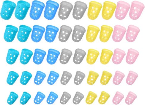 50 Pcs Guitar Fingertip Protectors, 5 Sizes Colorful Silicone Guitar Finger Covers Caps with Air Holes, Breathable Anti-Slip Reusable Finger Covers for Stringed Instruments Bass Mandolin in Kuwait