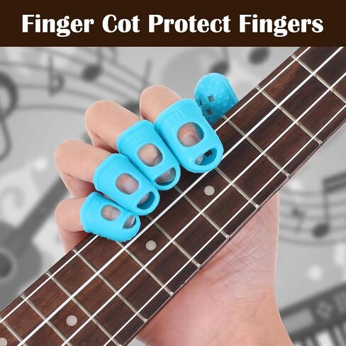 50 Pcs Guitar Fingertip Protectors, 5 Sizes Colorful Silicone Guitar Finger Covers Caps with Air Holes, Breathable Anti-Slip Reusable Finger Covers for Stringed Instruments Bass Mandolin in Kuwait